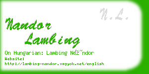 nandor lambing business card